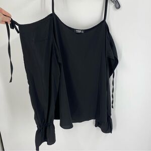 YOINS Elegant Black Off Shoulder Blouse Long Cut Out Sleeve with ties XXL